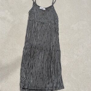 Carly Jean Los Angeles Black and White Striped Midi Dress